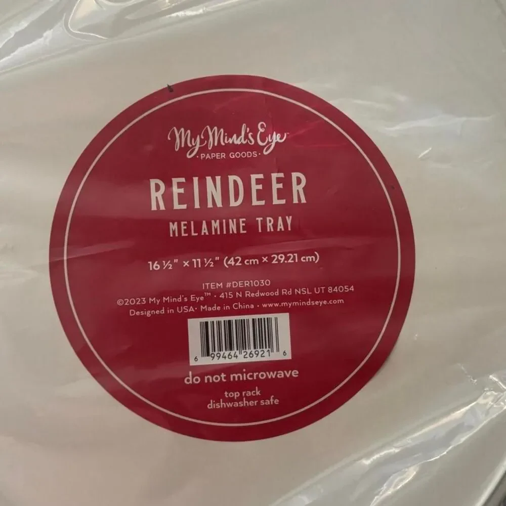 My Mind's Eye REINDEER Christmas melamine serving tray, party hosting